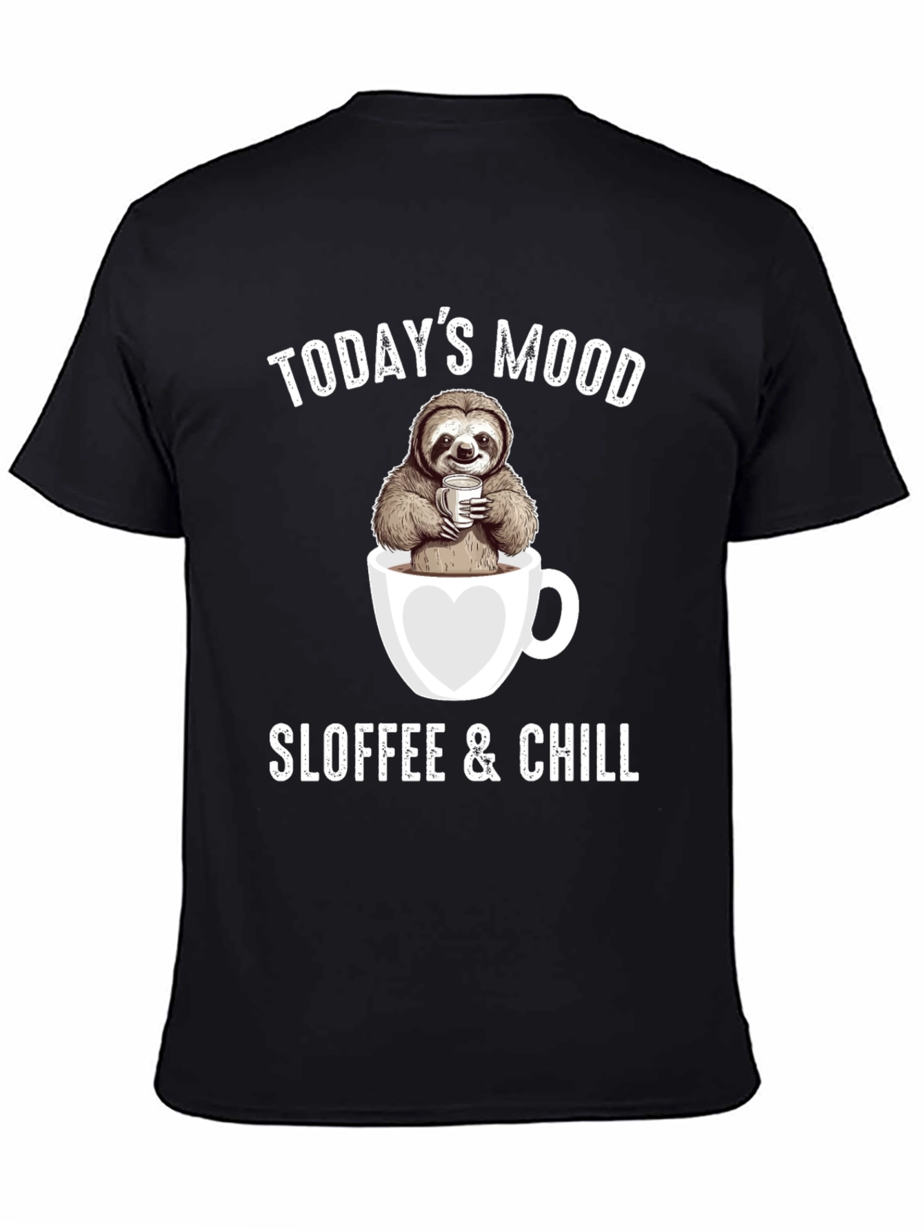 Black Sloffee & Chill Sloth Coffee Lover T-Shirt view 4