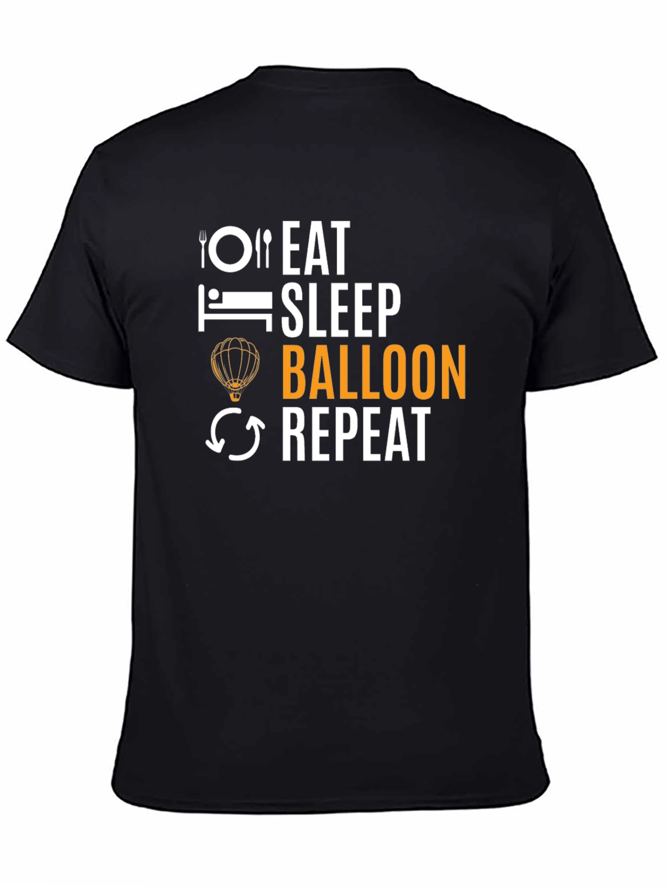 Black Eat Sleep Balloon Repeat T-Shirt - Black view 4