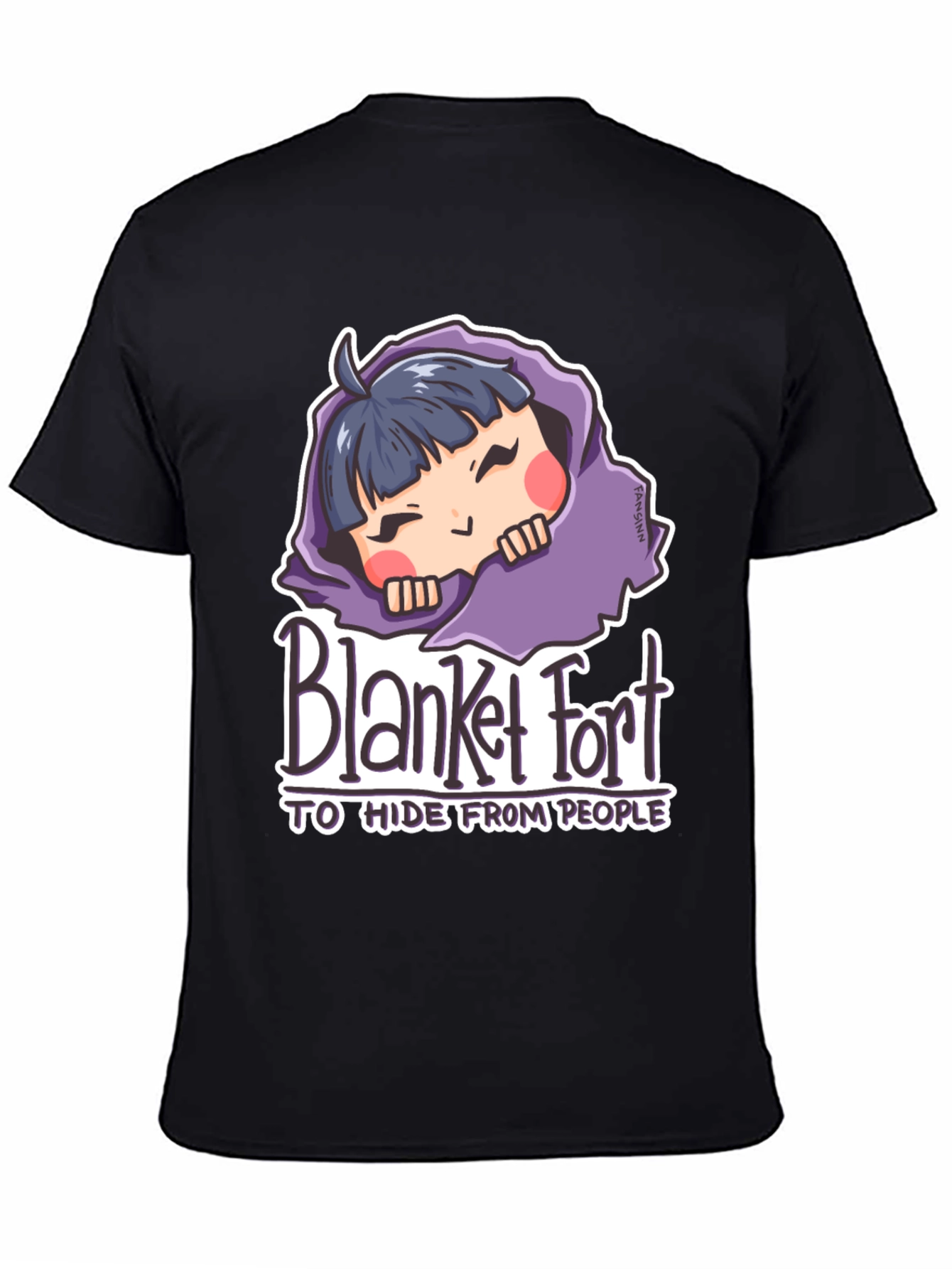 Black Blanket Fort T-Shirt: Hide From People Comfortably view 4