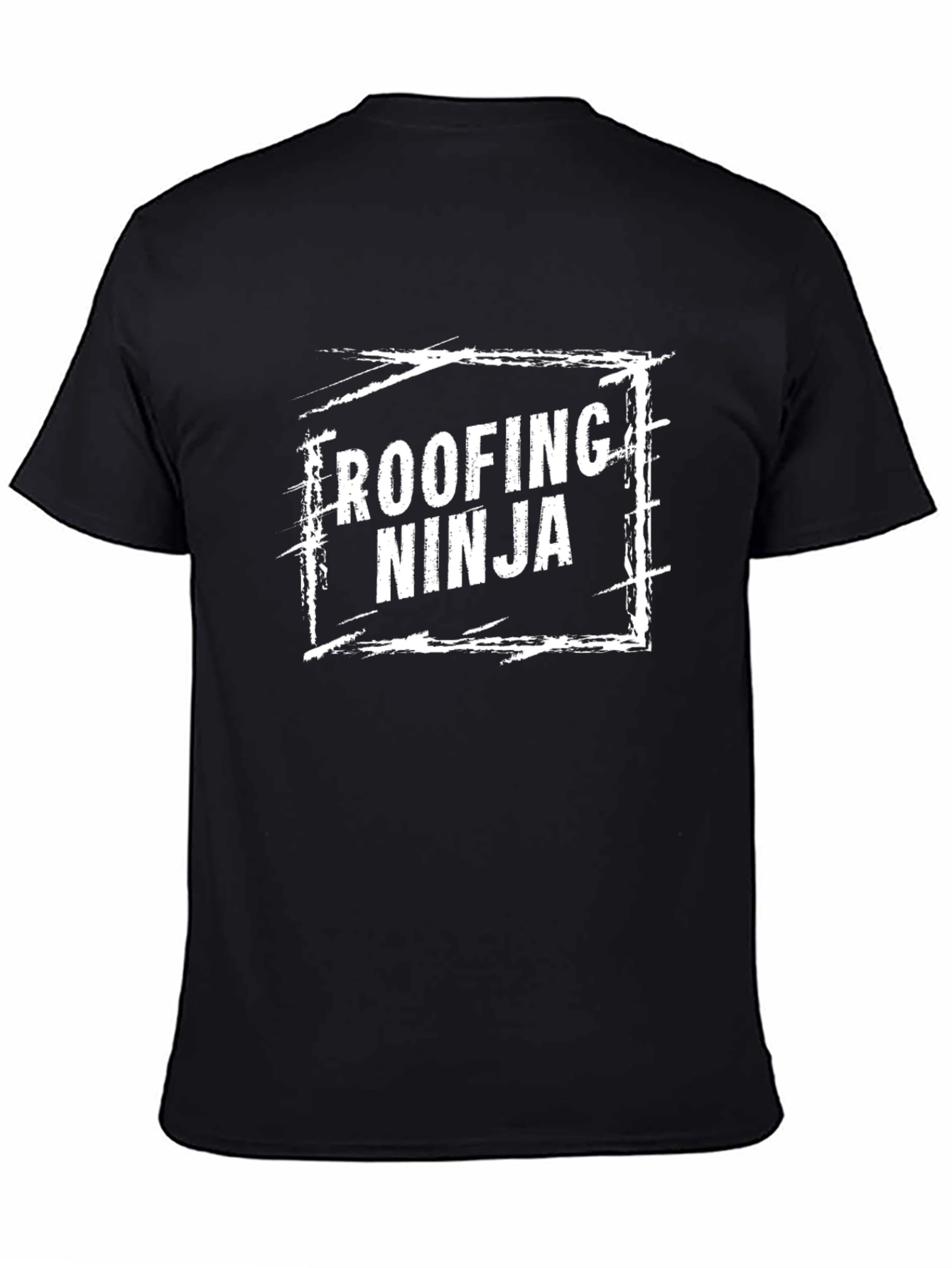 Black Roofing Ninja Graphic T-Shirt - Black Crew Neck Tee view 4