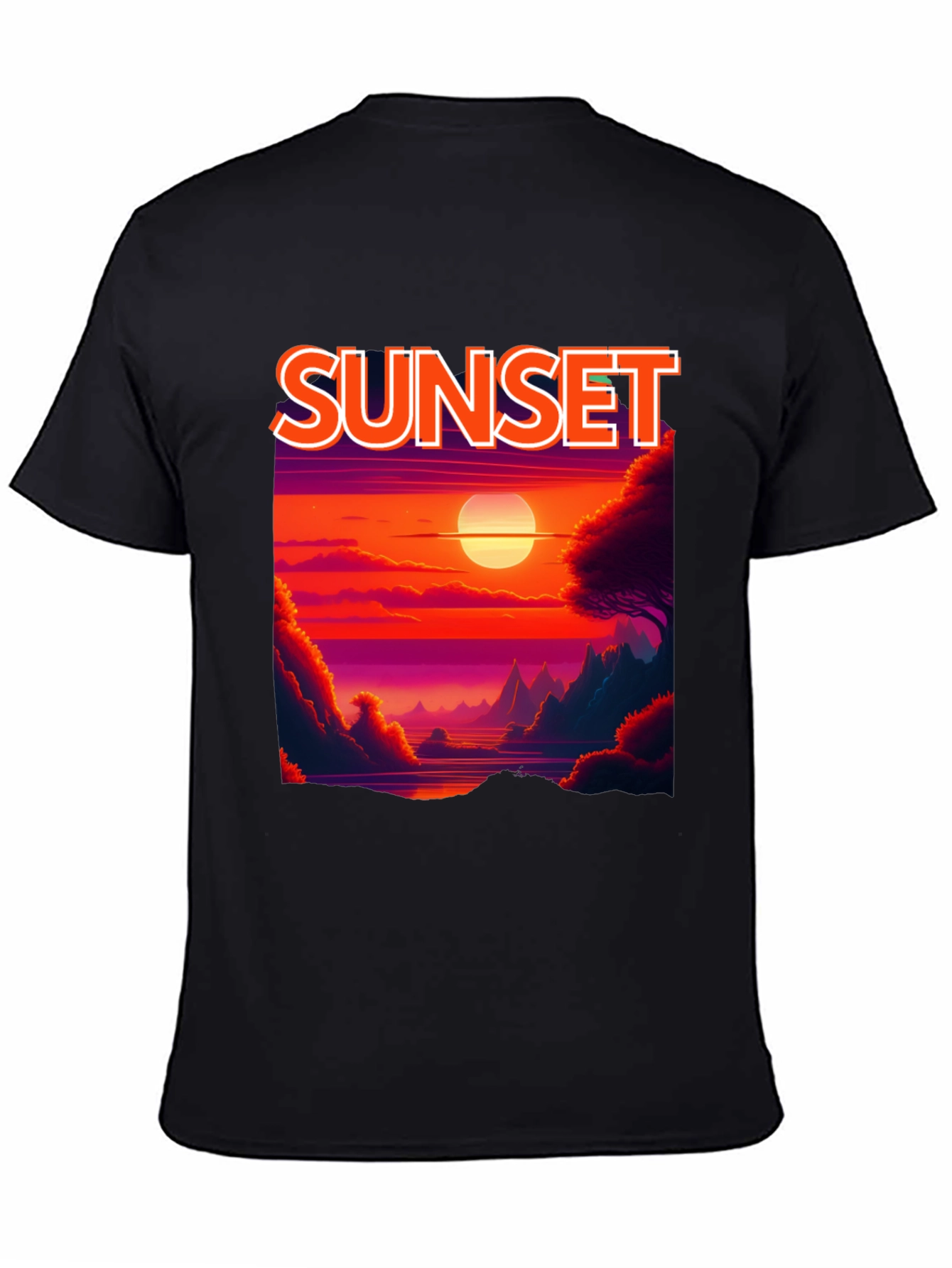 Black Sunset Graphic T-Shirt - Vibrant Landscape Tee view 4