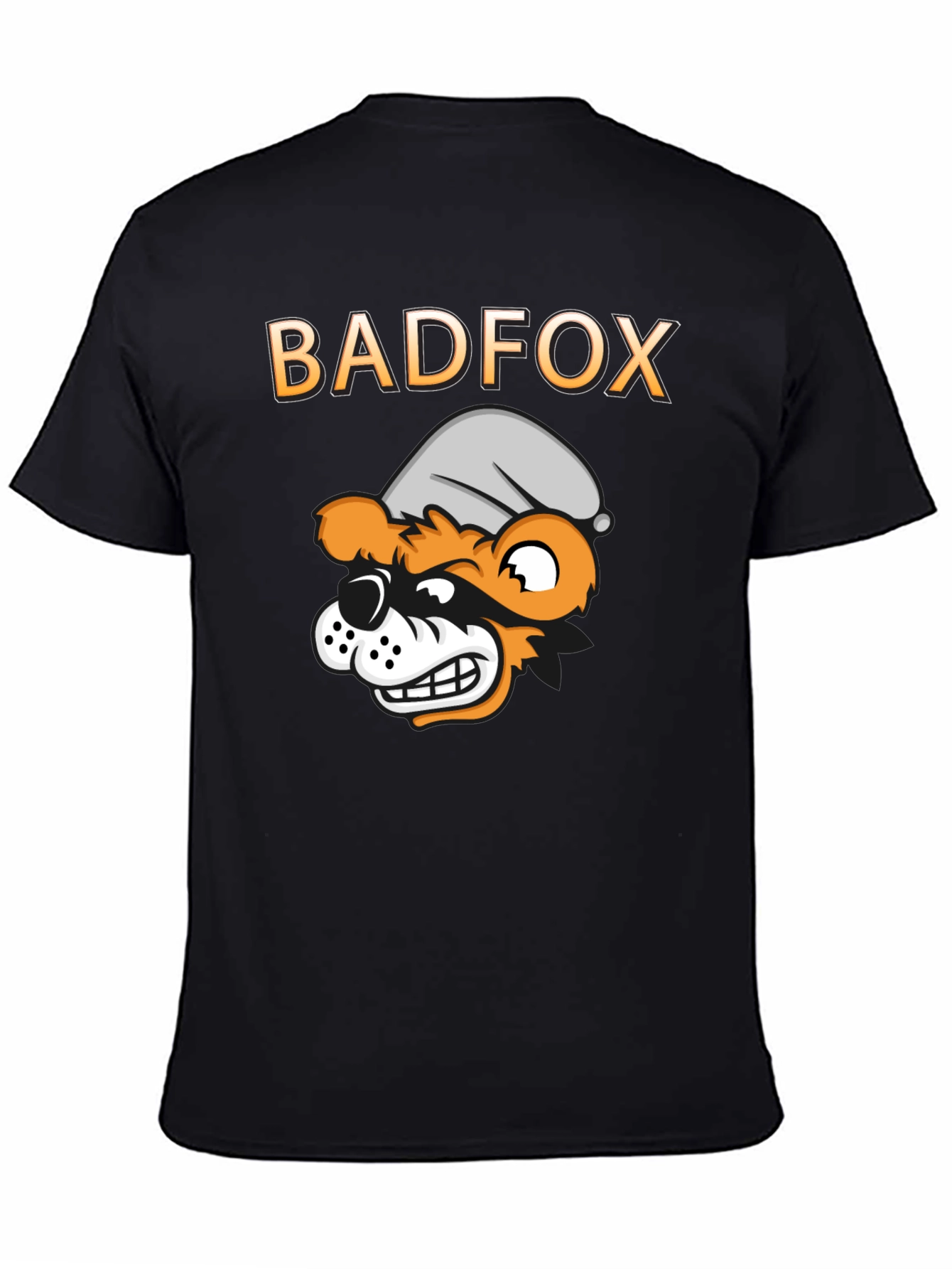 Black Bad Fox Cartoon Graphic Print T-Shirt view 4