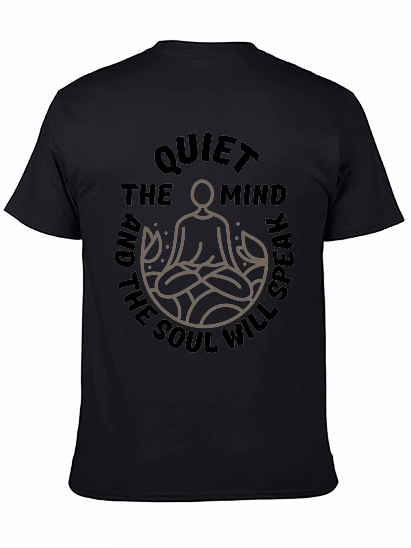 Black Quiet Mind Soul Speak Graphic Tee - Zen Meditation Shirt view 4