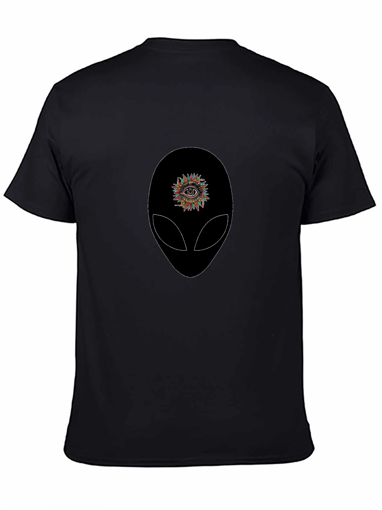 Black Alien Eye Graphic Tee - Black Cotton T-Shirt view 4