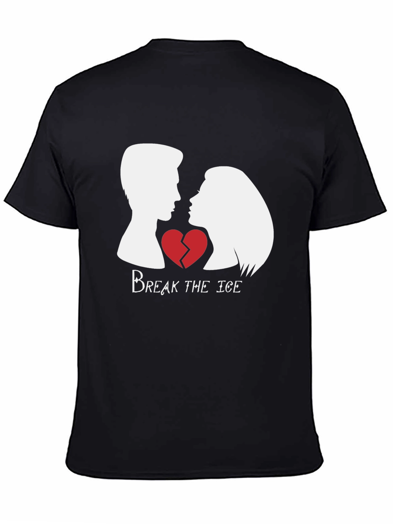 Black Break the Ice Graphic Tee - Couple's Heart Shirt view 4