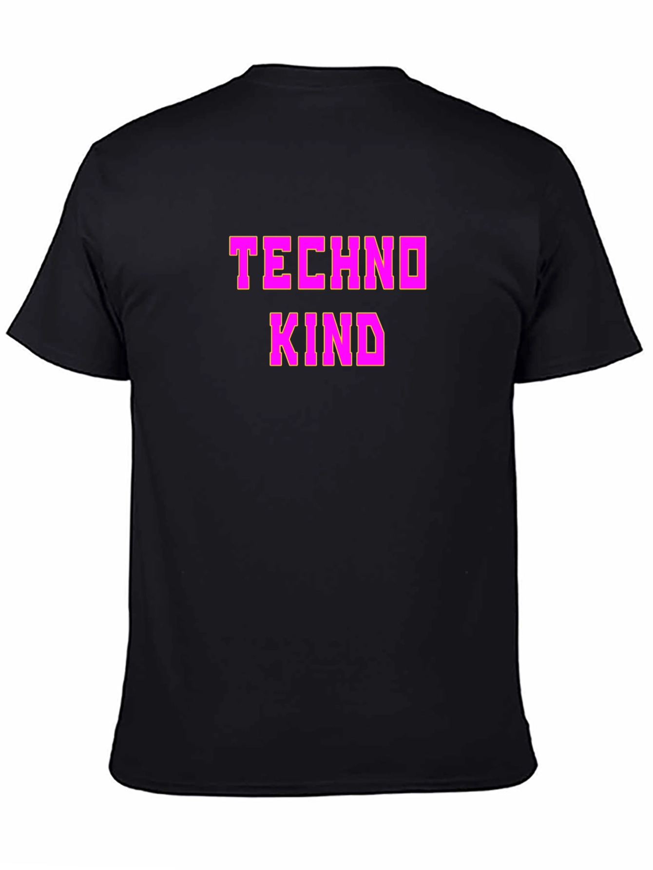 Black Techno Kind Graphic Tee - Black Crew Neck T-Shirt view 4