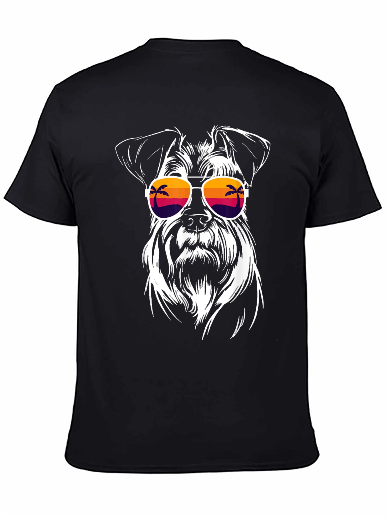 Black Cool Dog with Sunglasses Black T-Shirt view 4