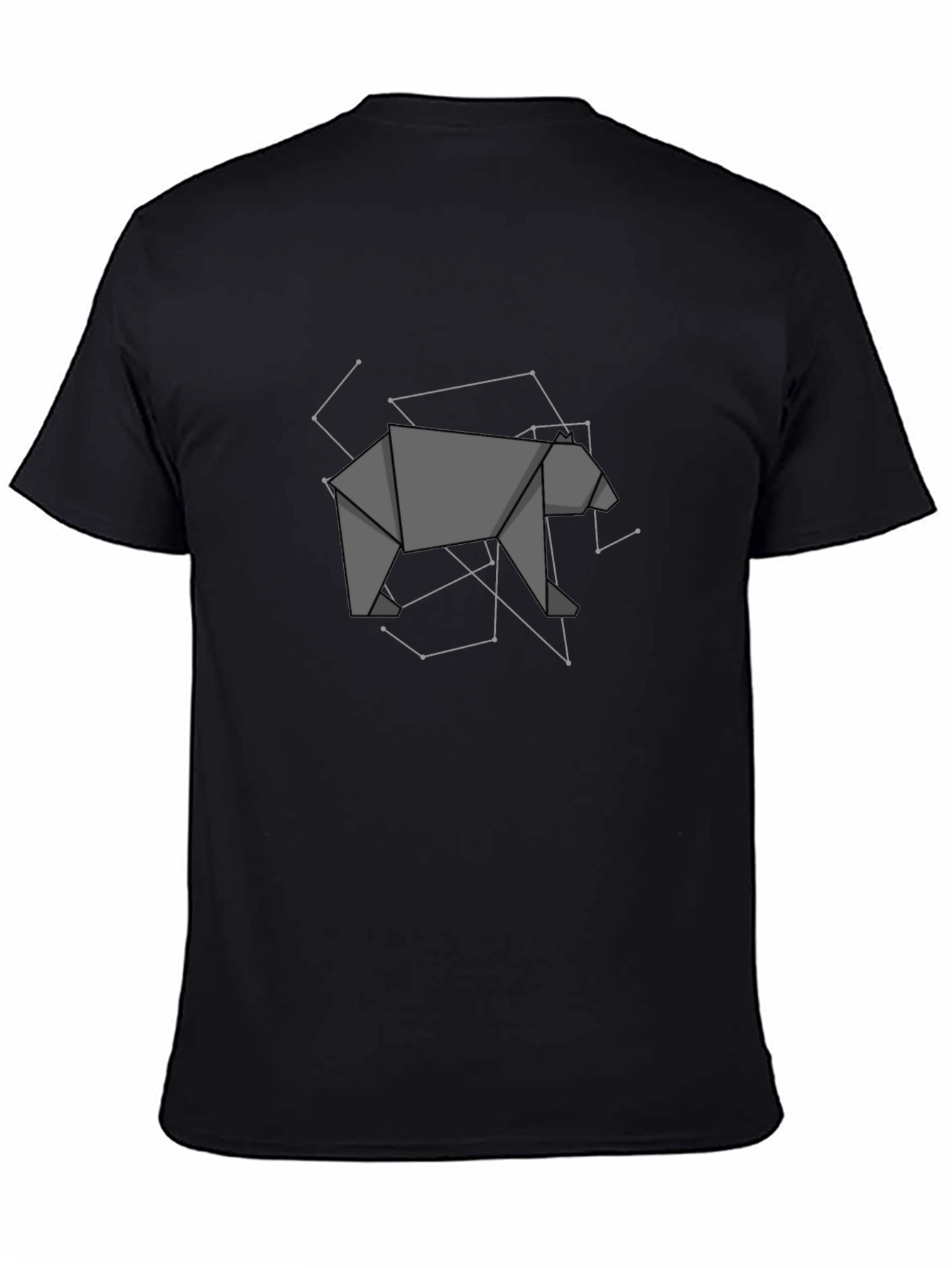 Black Origami Bear Graphic Tee - Modern Geometric Design view 4