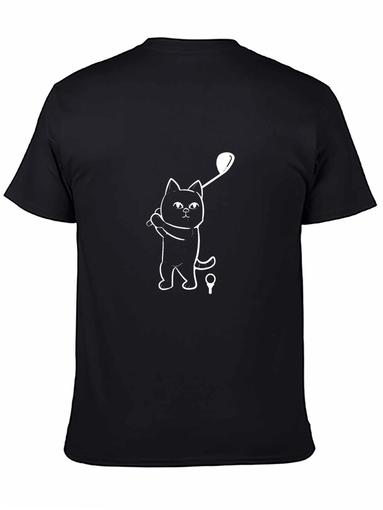 Black Cat Golfing Graphic Tee - Black Cotton T-Shirt view 4