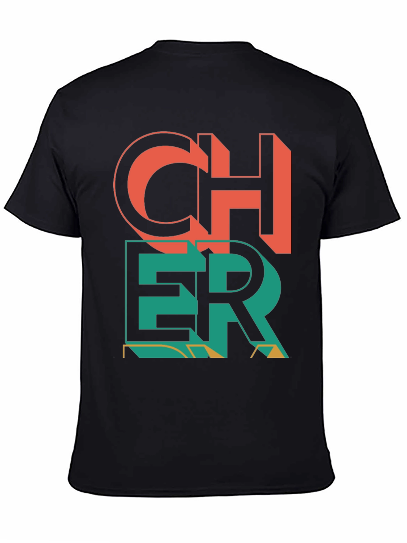 Black Cheer Graphic Print Crew Neck T-Shirt view 4