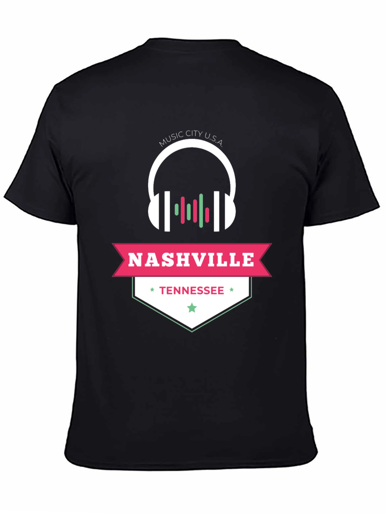 Black Nashville Tennessee Music City USA Graphic Tee view 4