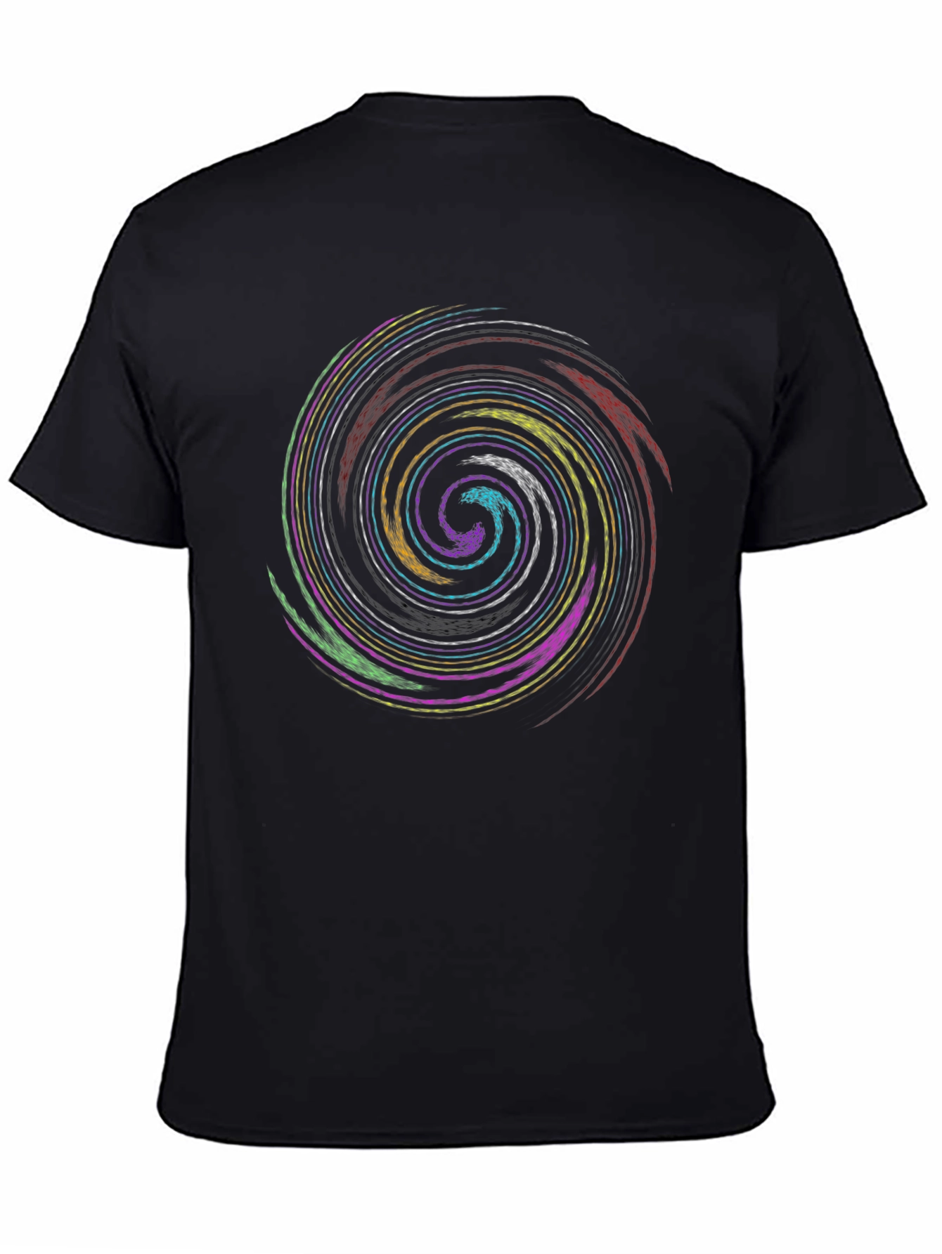 Black Abstract Swirl Graphic Black T-Shirt view 4