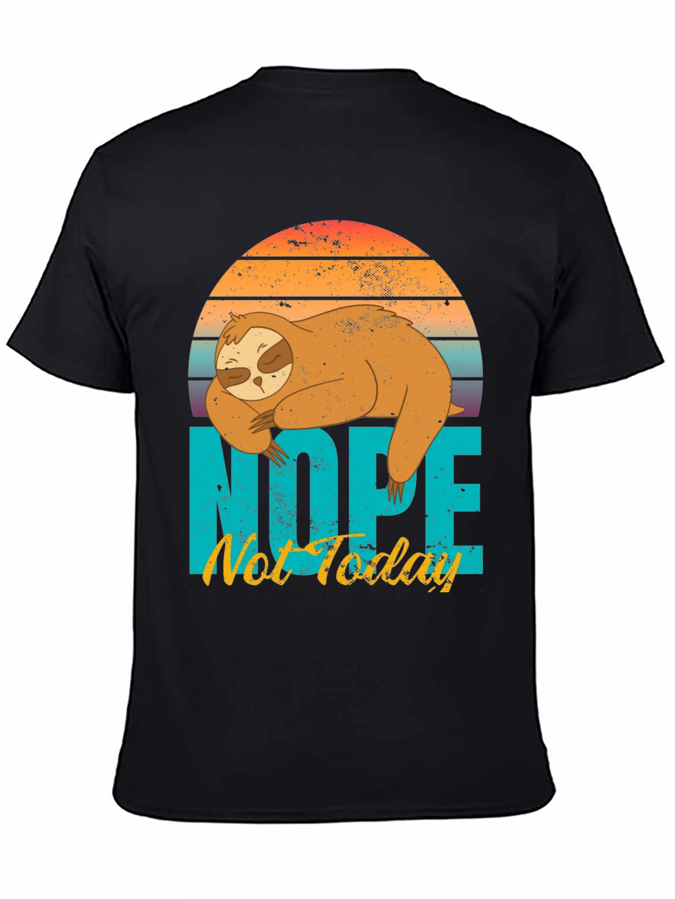 Black Nope Not Today Sloth Graphic T-Shirt view 4