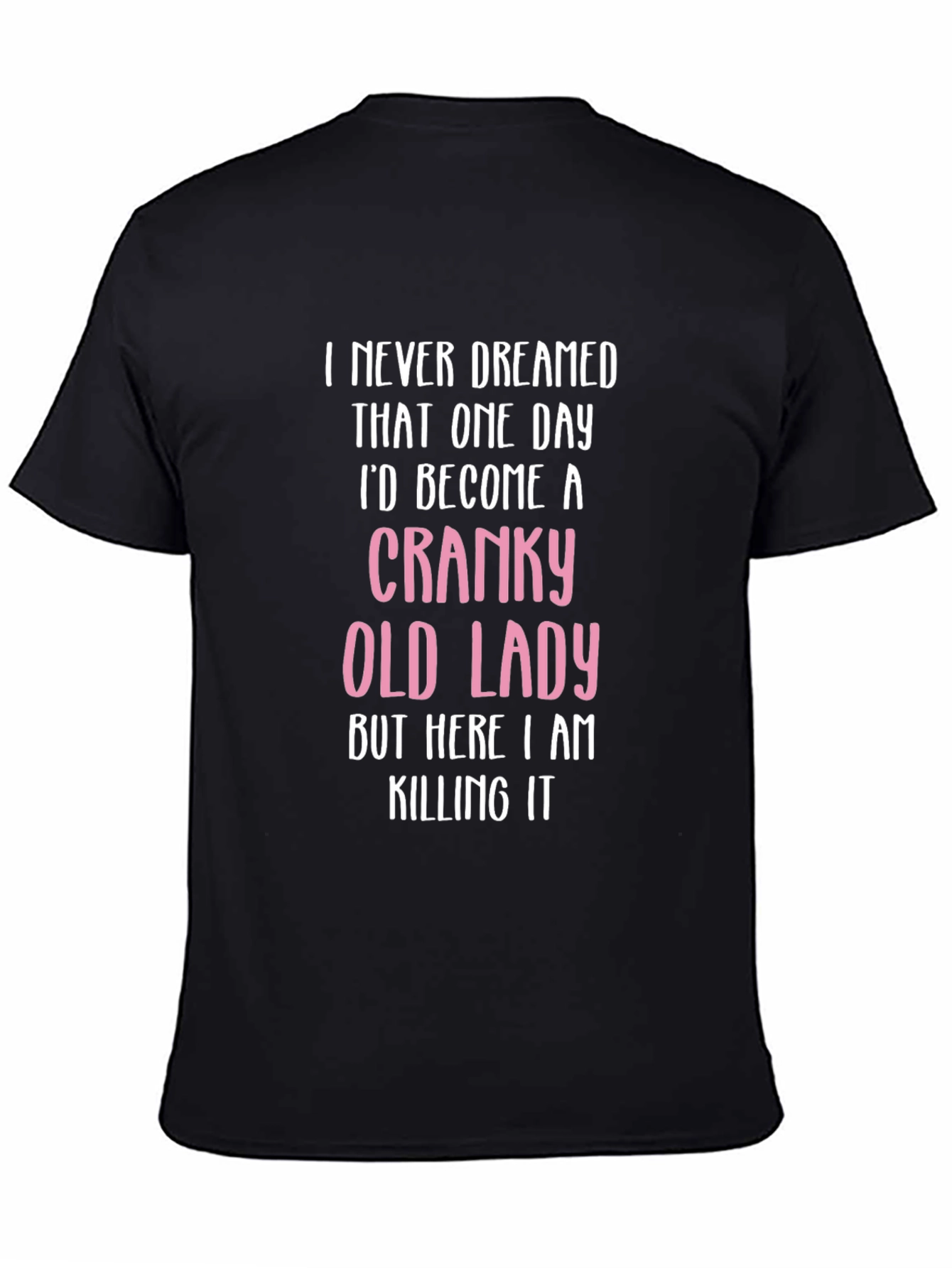 Black Cranky Old Lady T-Shirt - Funny Novelty Tee view 4