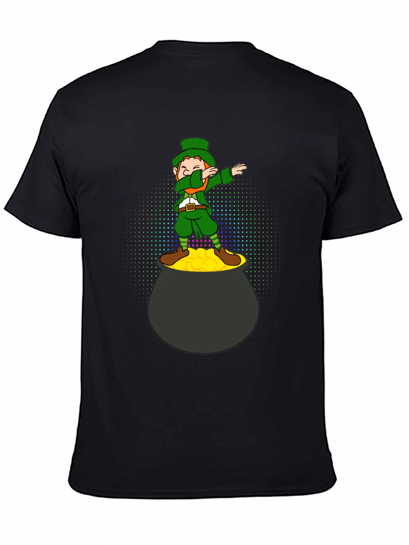 Black Lucky Dabbing Leprechaun Black T-Shirt view 4