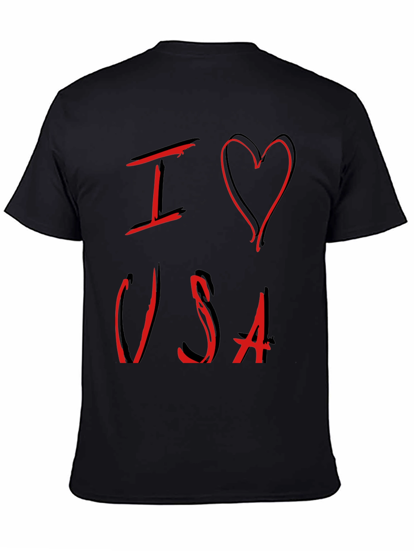 Black I Love USA Graphic Tee - Patriotic Design view 4