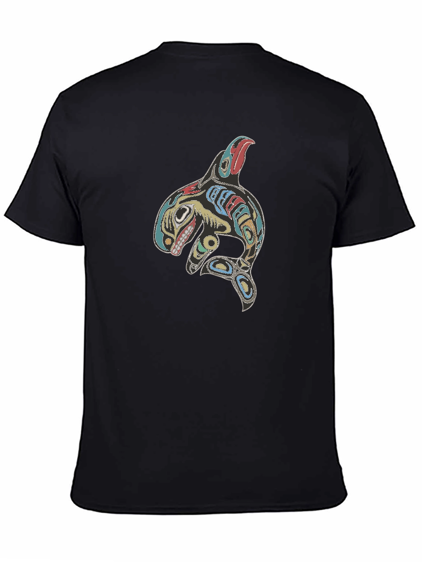 Orca Whale Design Black T-Shirt - 4