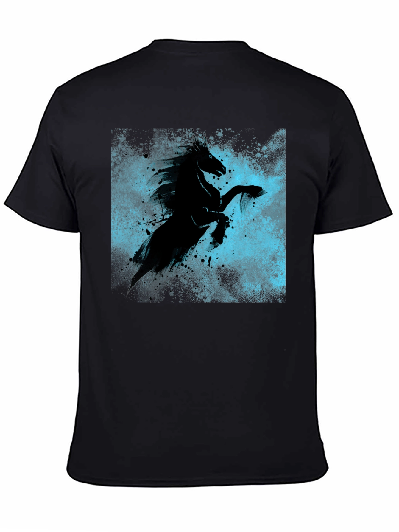 Black Black Horse Graphic Tee - Unique Style view 4