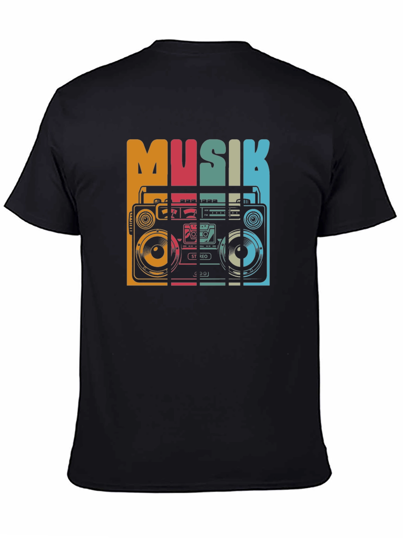 Black Retro Musik Boombox Graphic Tee view 4