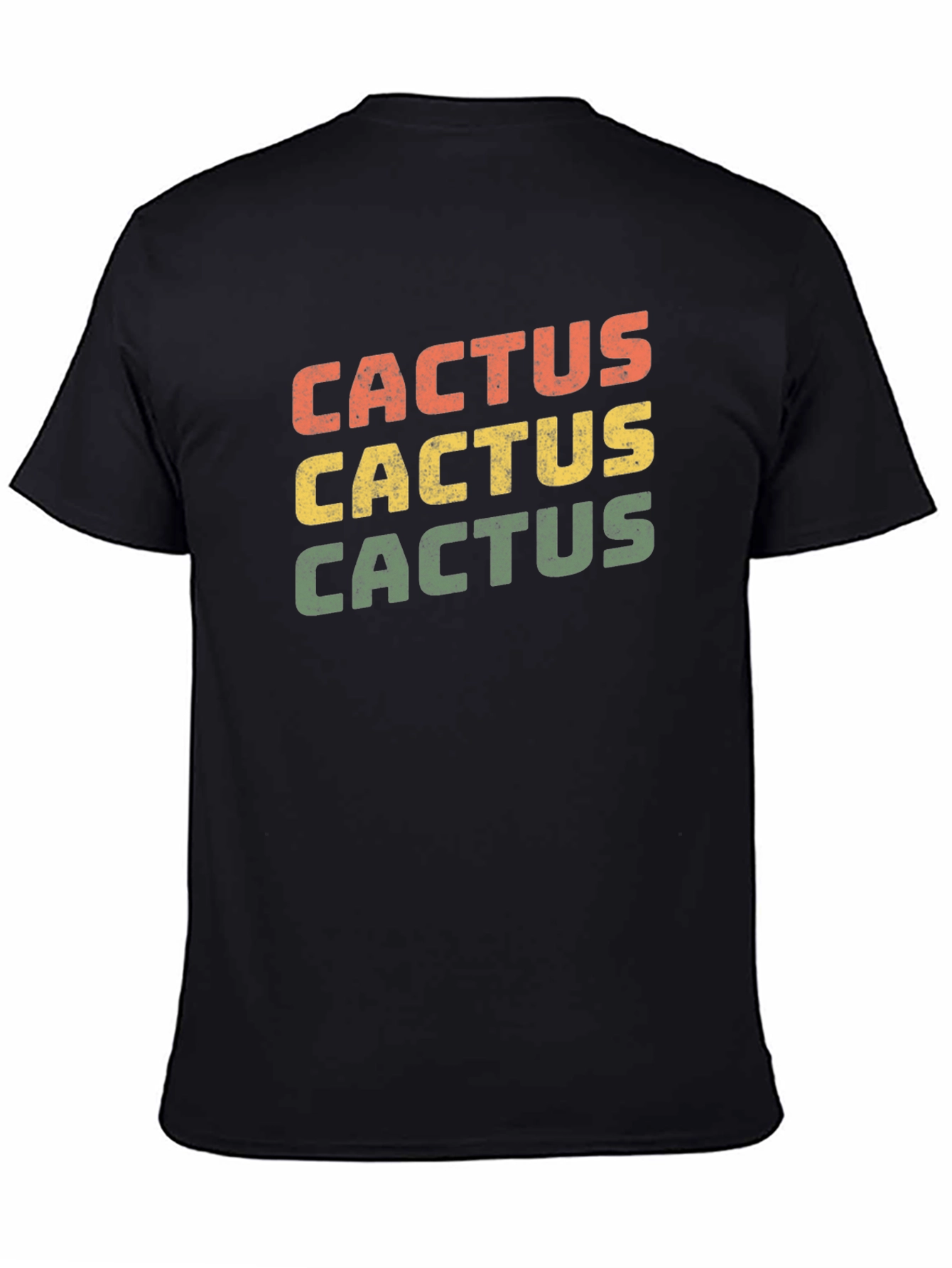 Black Retro Cactus T-Shirt - Black Cotton Tee view 4