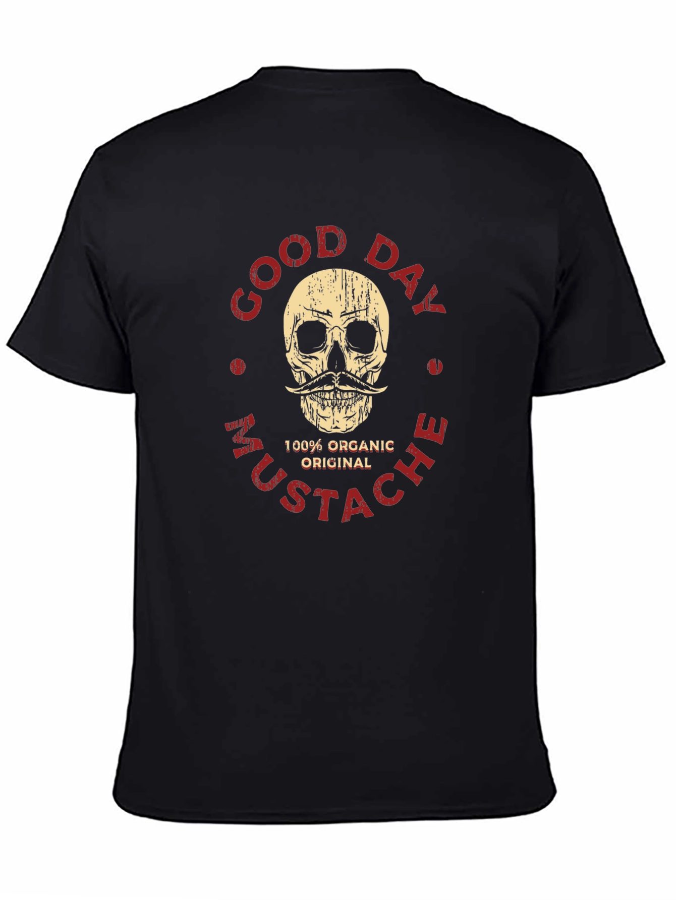 Black Good Day Mustache Skull Graphic T-Shirt - Organic Original view 4