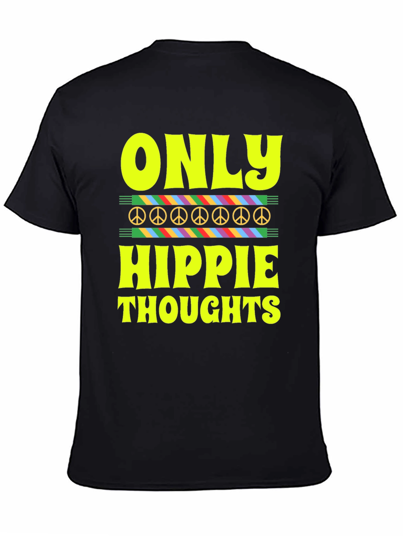 Black Only Hippie Thoughts Graphic T-Shirt view 4