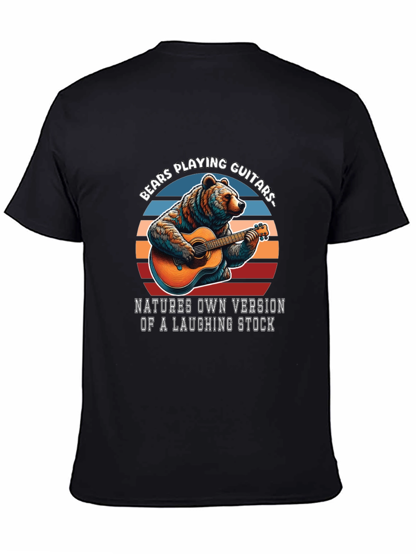 Black Bears Playing Guitars Graphic T-Shirt view 4