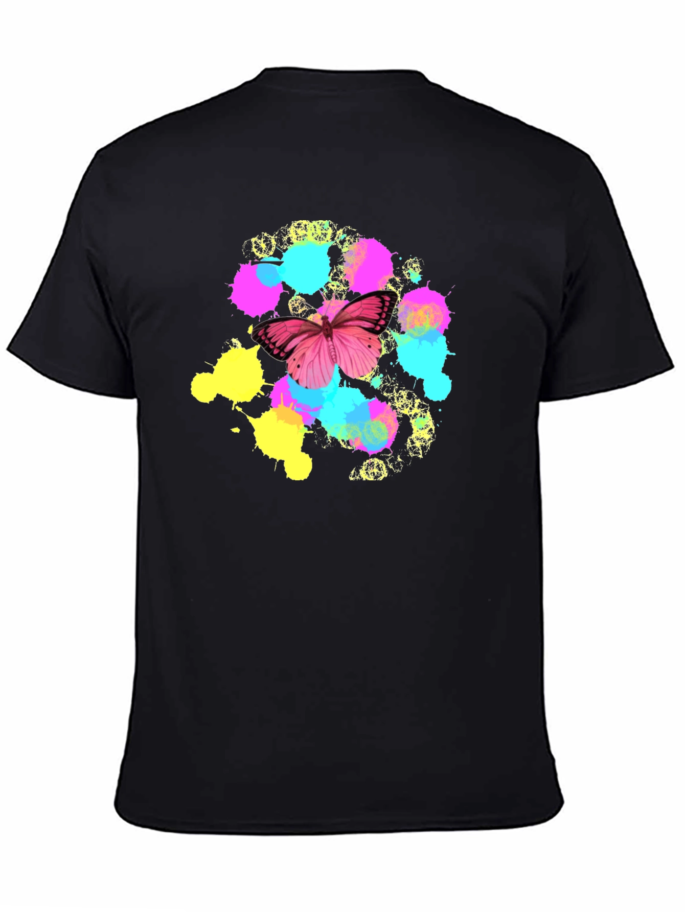 Black Butterfly Splatter T-Shirt - Vibrant Graphic Tee view 4