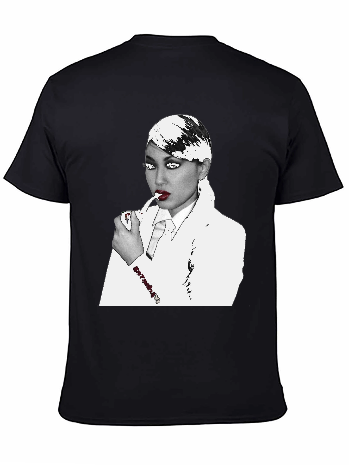 Black Edgy Woman in Suit Black T-Shirt view 4