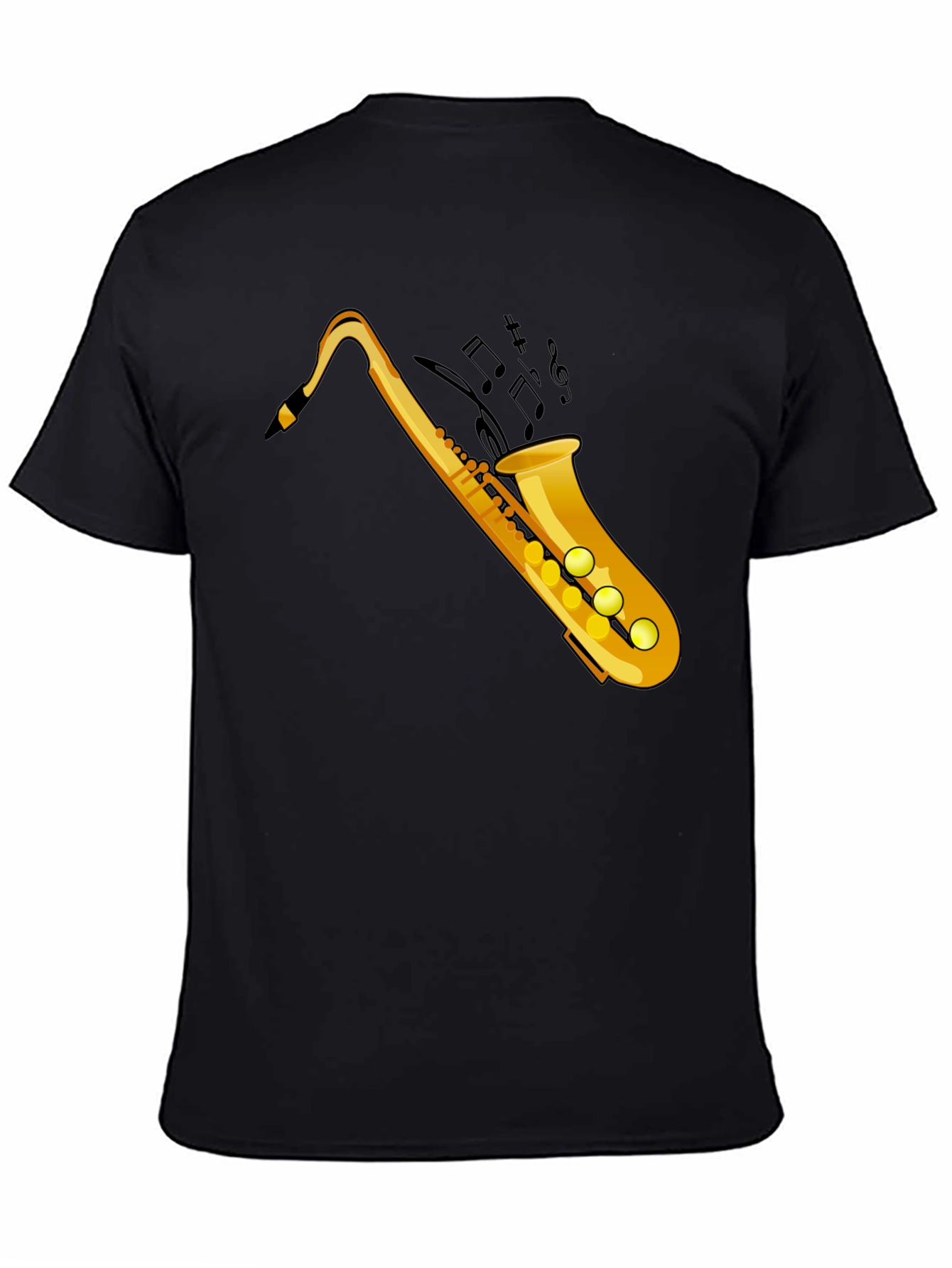 Black Saxophone Graphic T-Shirt - Musical Instrument Tee view 4