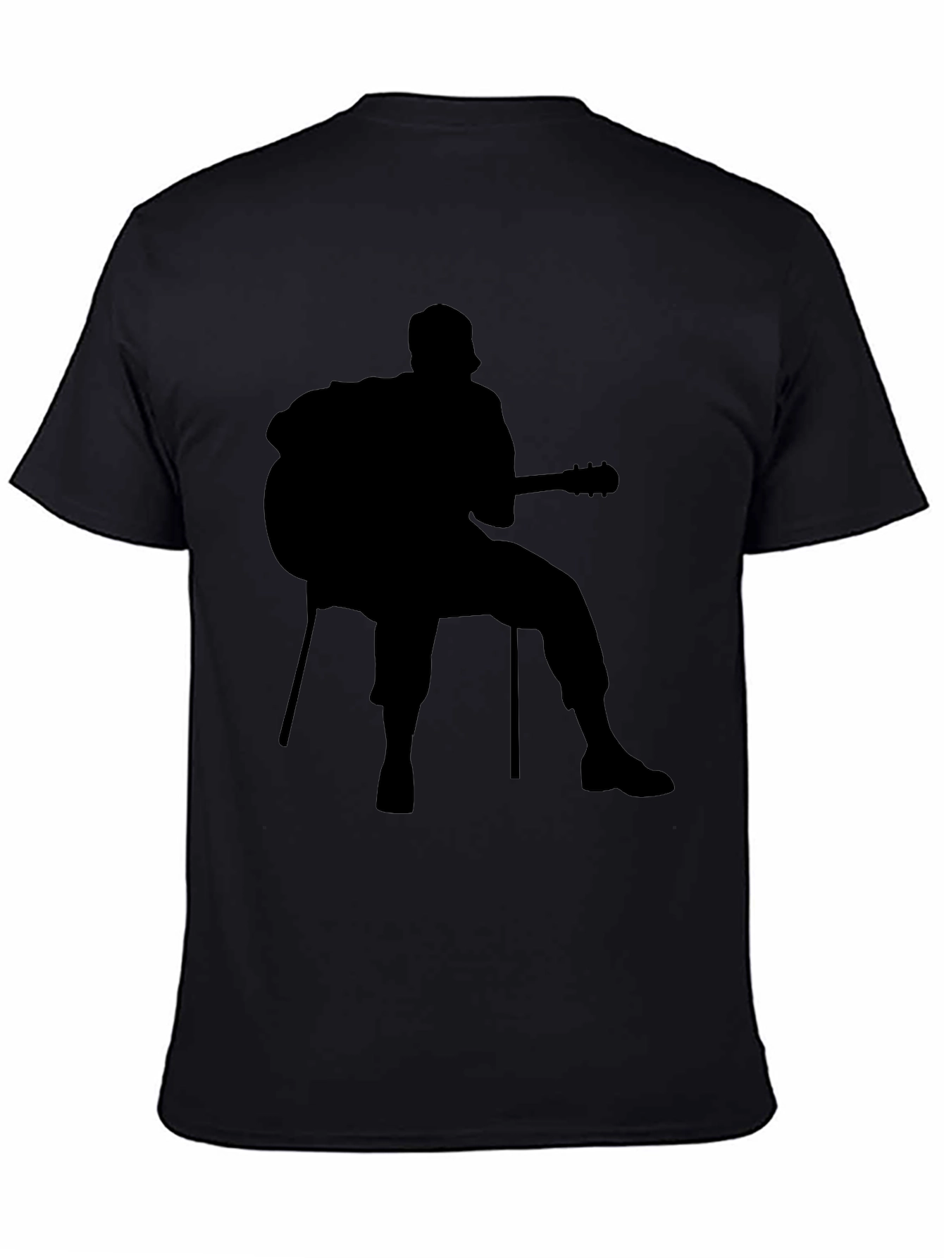 Black Silhouette Guitar Player T-Shirt - Casual Style view 4
