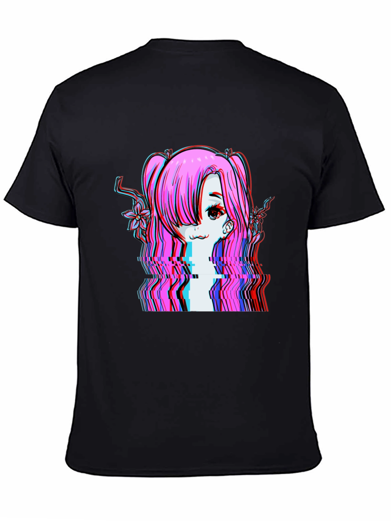 Glitch Anime Girl T-Shirt - Edgy Vaporwave Style - 4
