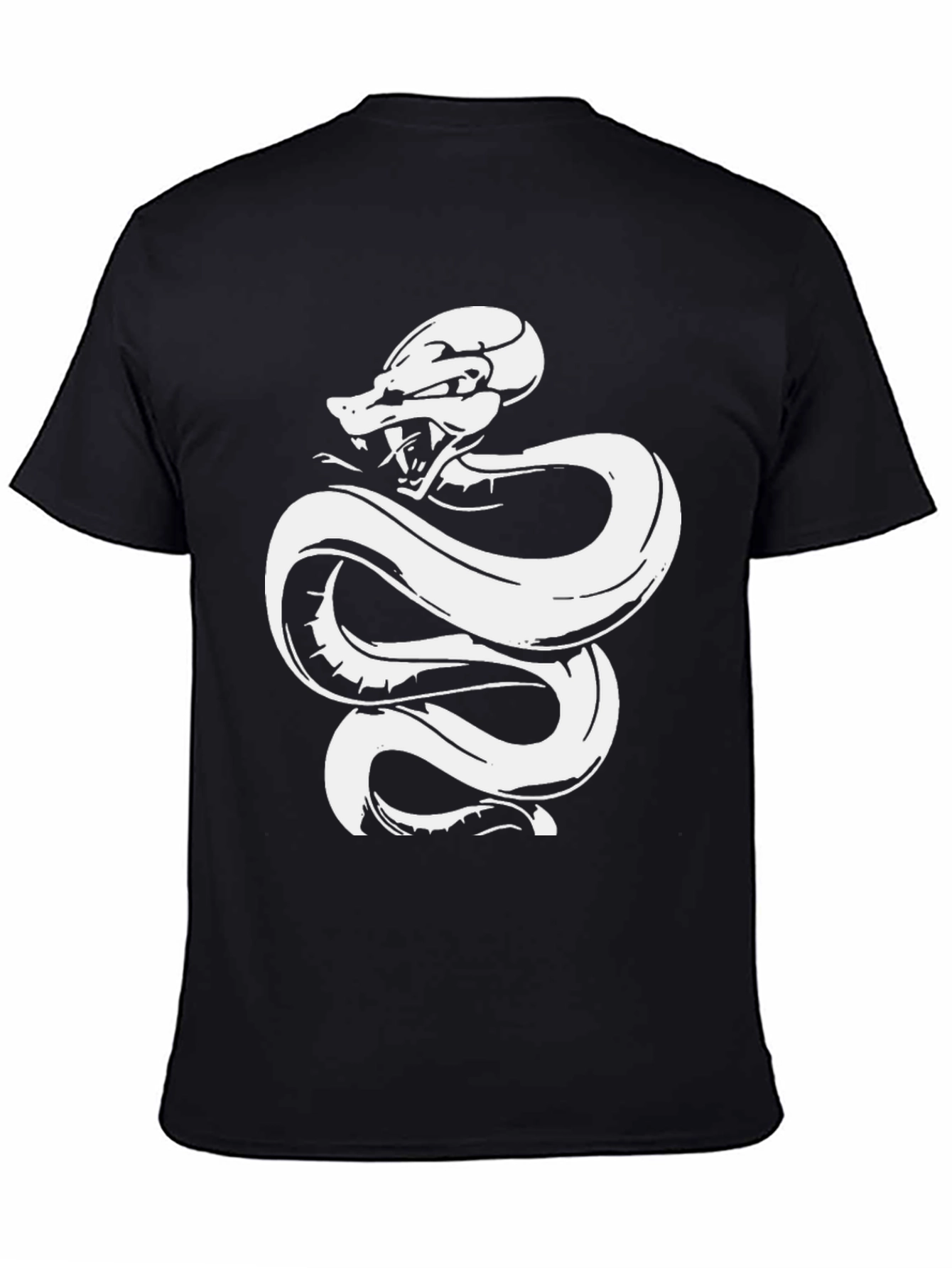 Black Black Tee with White Snake Graphic view 4