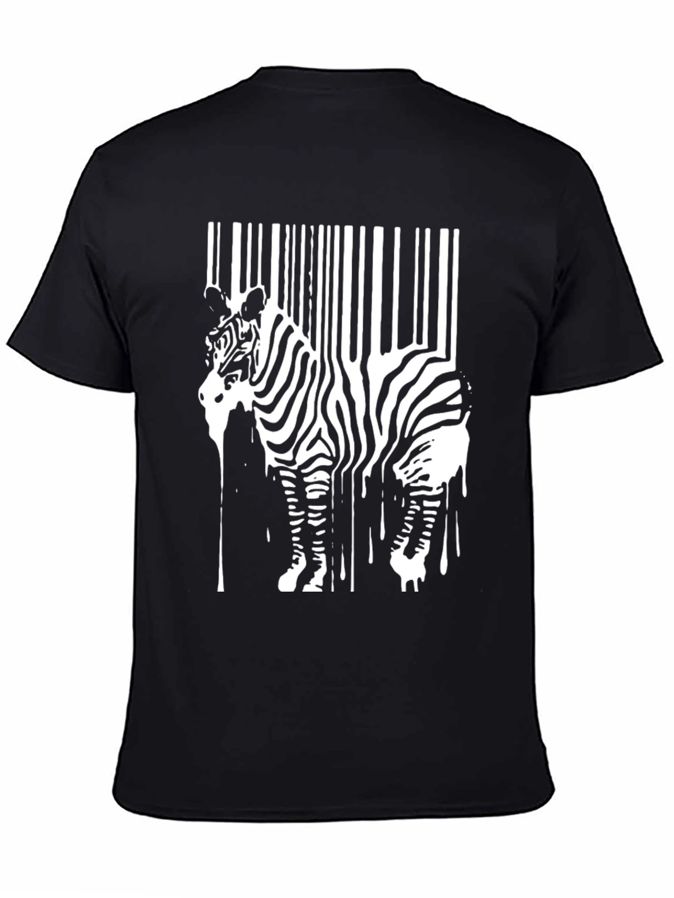 Black Zebra Barcode Graphic T-Shirt - Unique Art Tee view 4