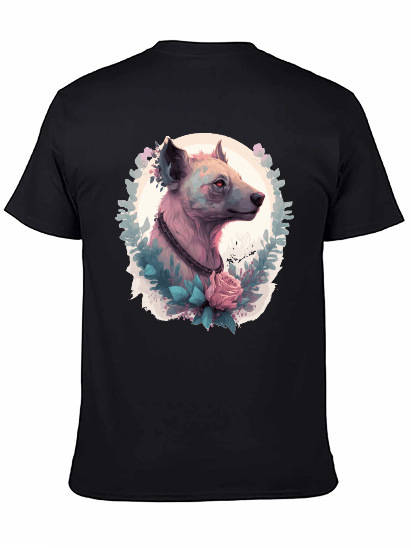 Black Hyena Portrait T-Shirt - Unique Animal Graphic Tee view 4