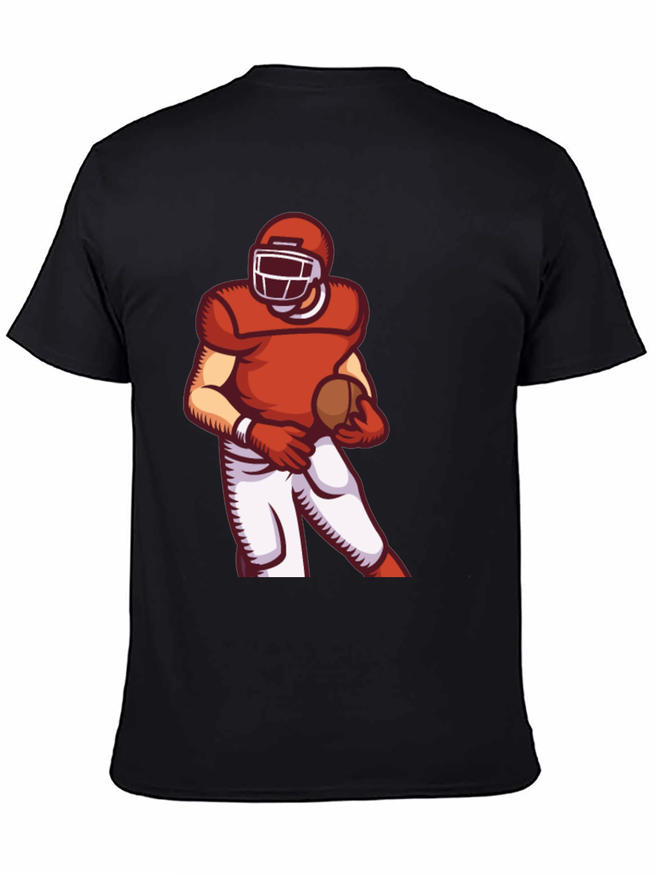 Black Football Player Graphic Tee - Sporty Black T-Shirt view 4