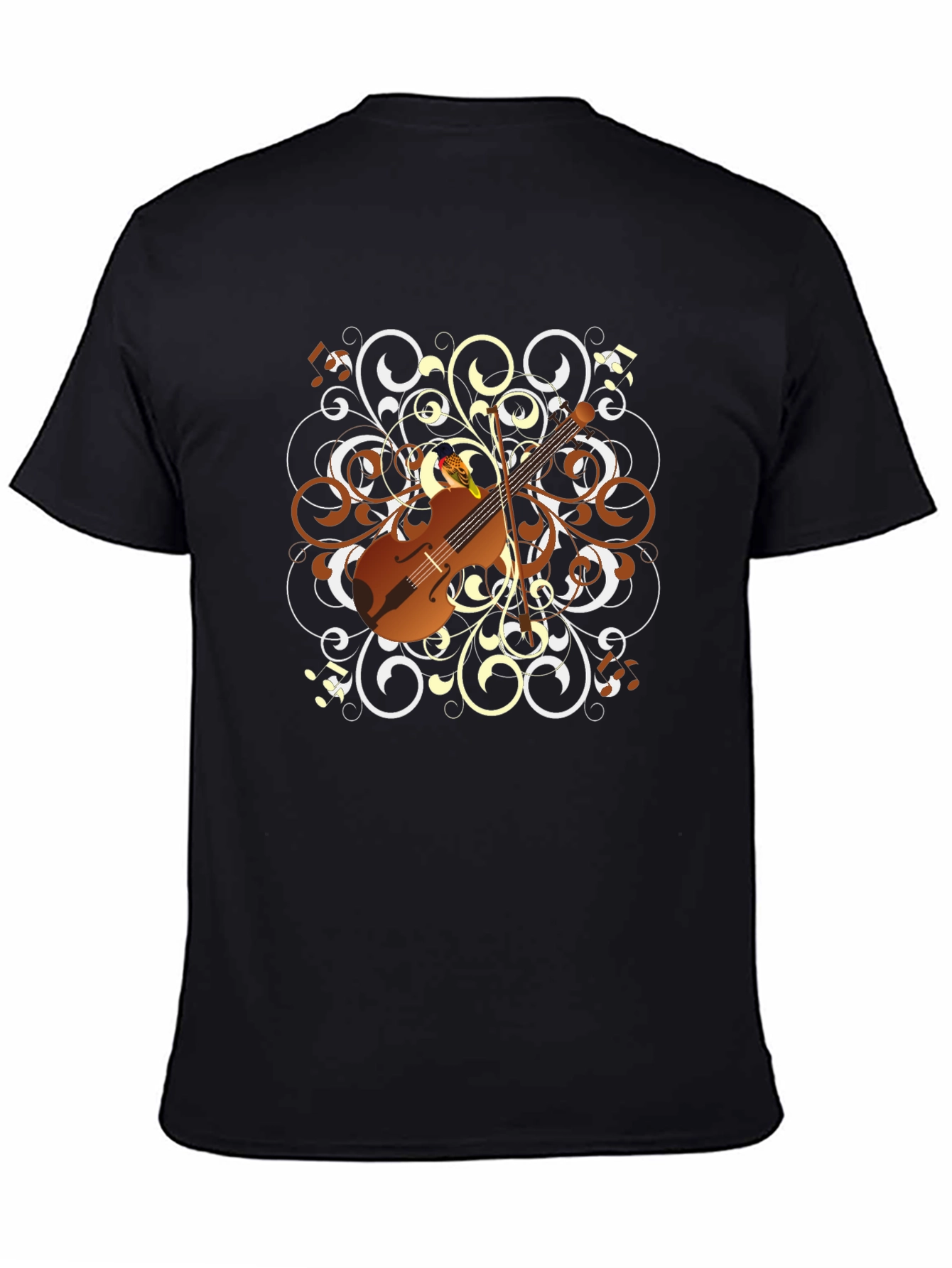 Black Ornate Cello Graphic Black T-Shirt view 4