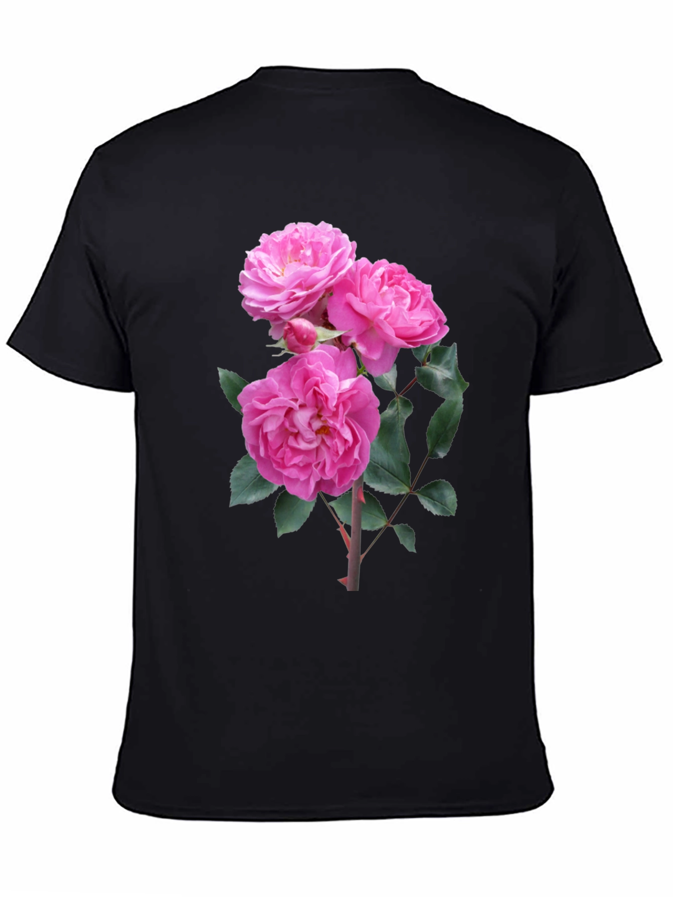 Black Floral Print Black T-Shirt view 4