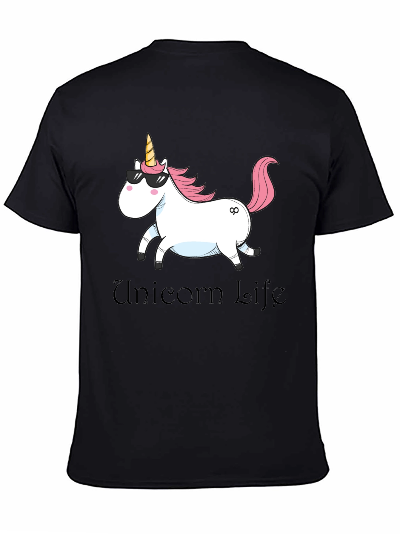 Black Unicorn Life Graphic Tee - Black Cotton Casual Shirt view 4