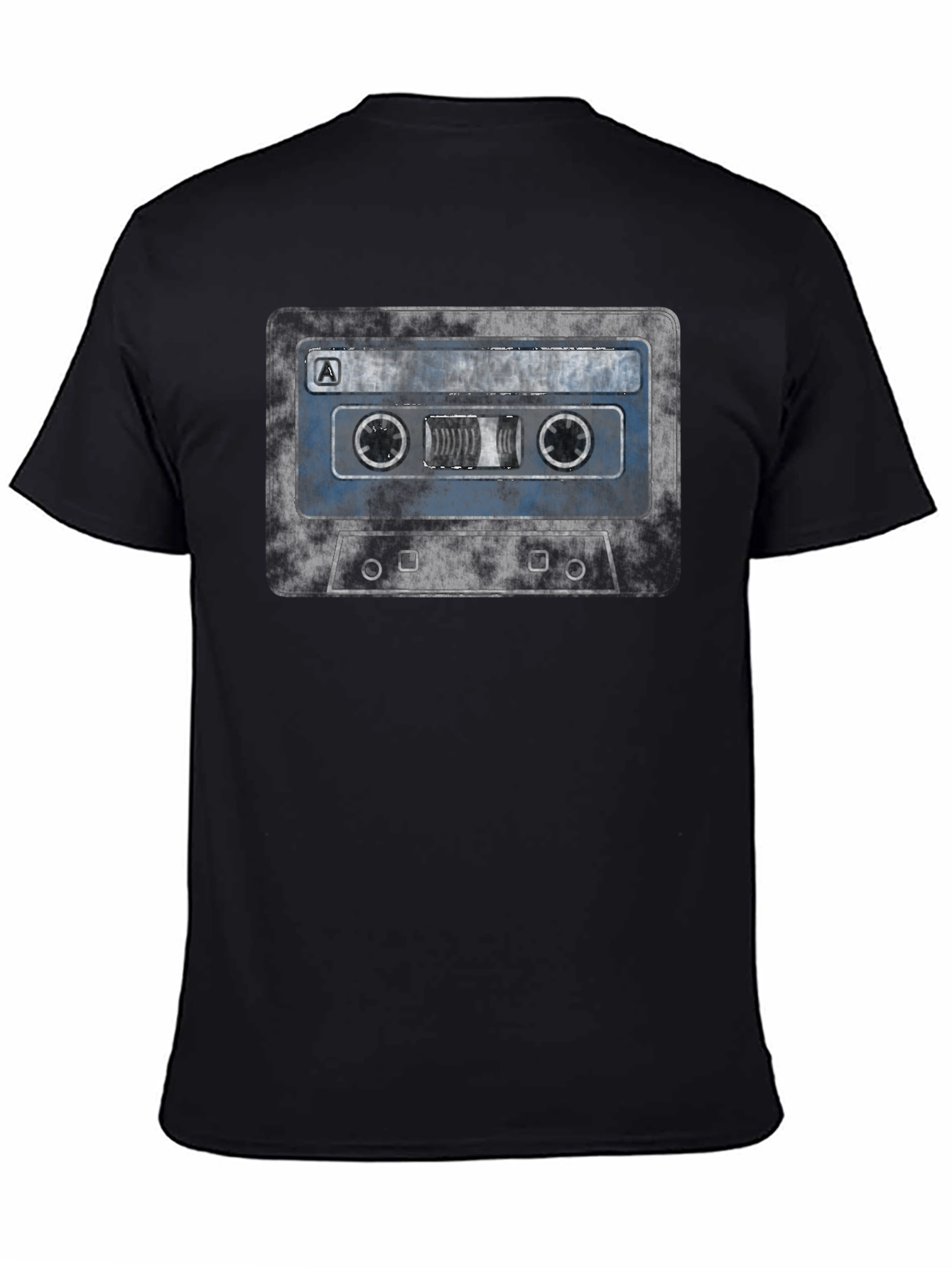 Black Retro Cassette Tape Graphic Tee - Vintage Music Lover Shirt view 4