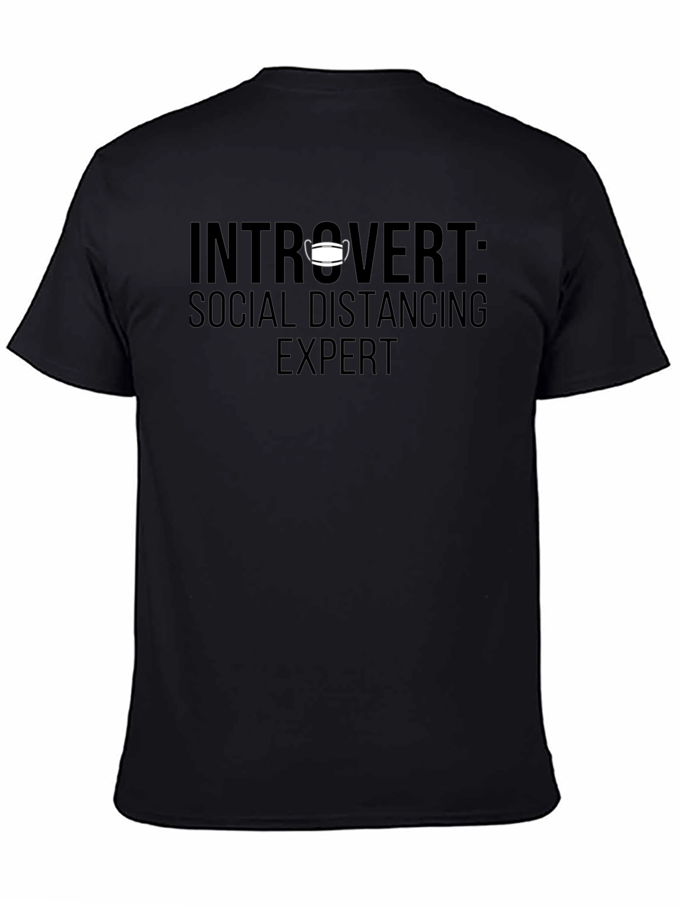 Black Introvert Social Distancing Expert T-Shirt view 4
