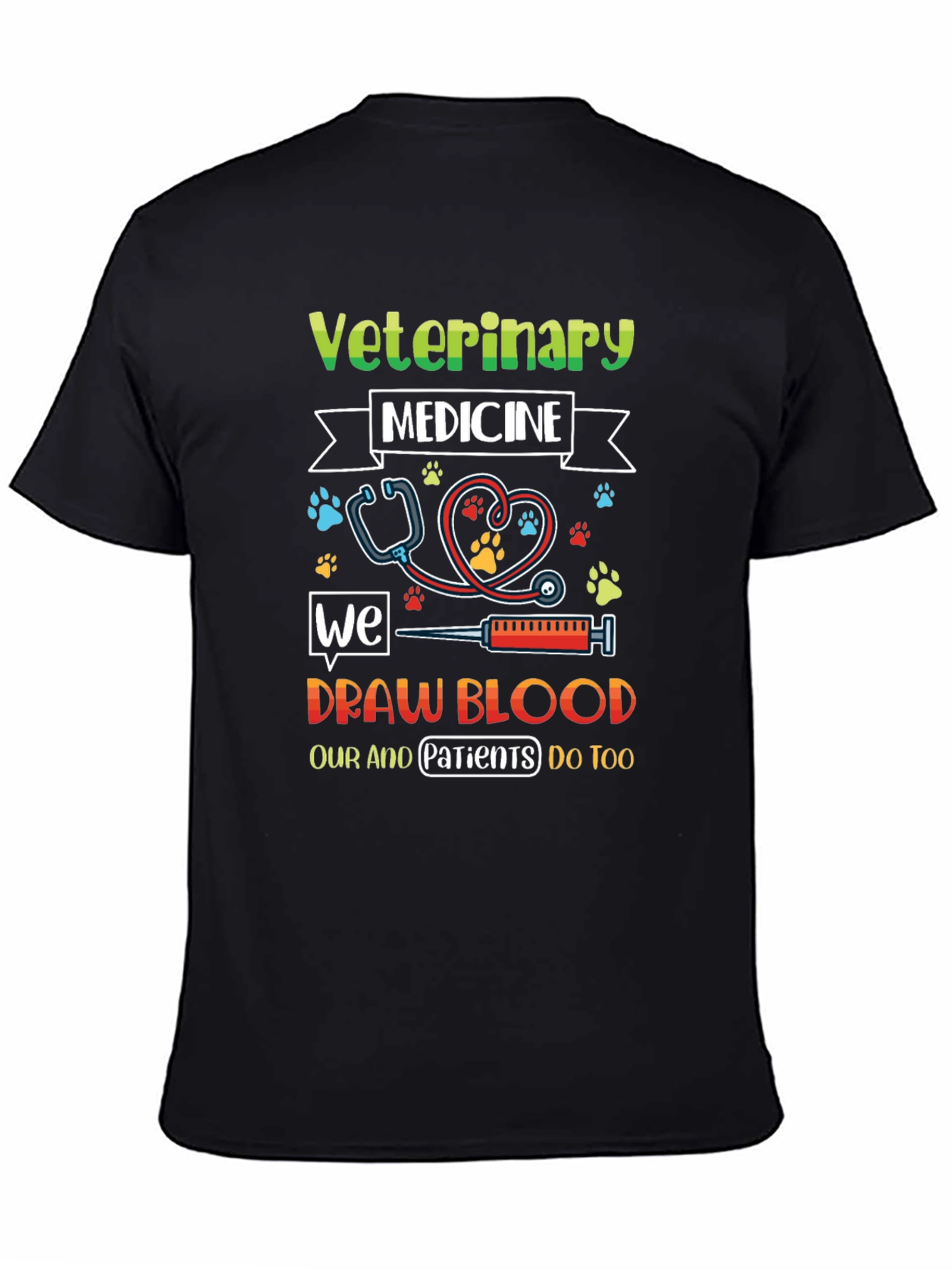 Black Veterinary Medicine Draw Blood T-Shirt view 4