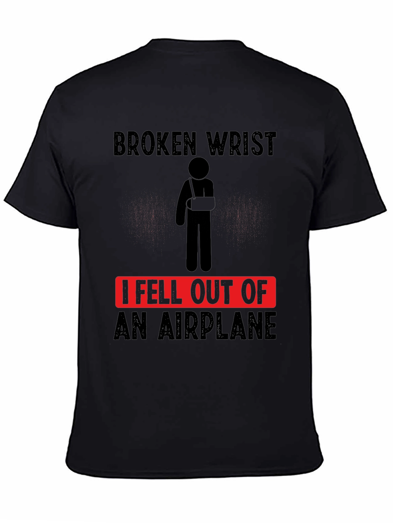 Black Broken Wrist Airplane T-Shirt Funny Injury Tee view 4
