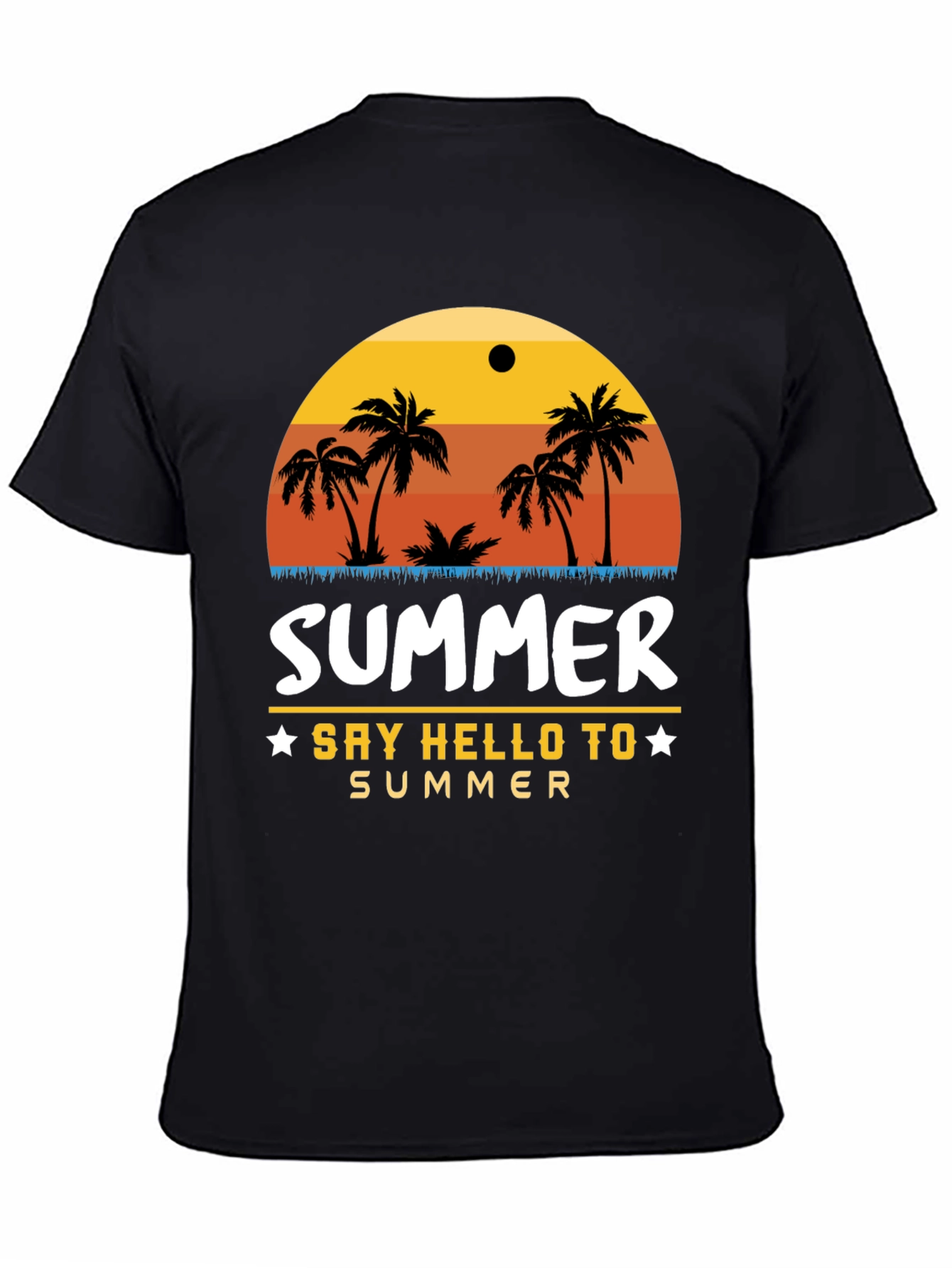 Black Summer Palm Tree Graphic T-Shirt view 4