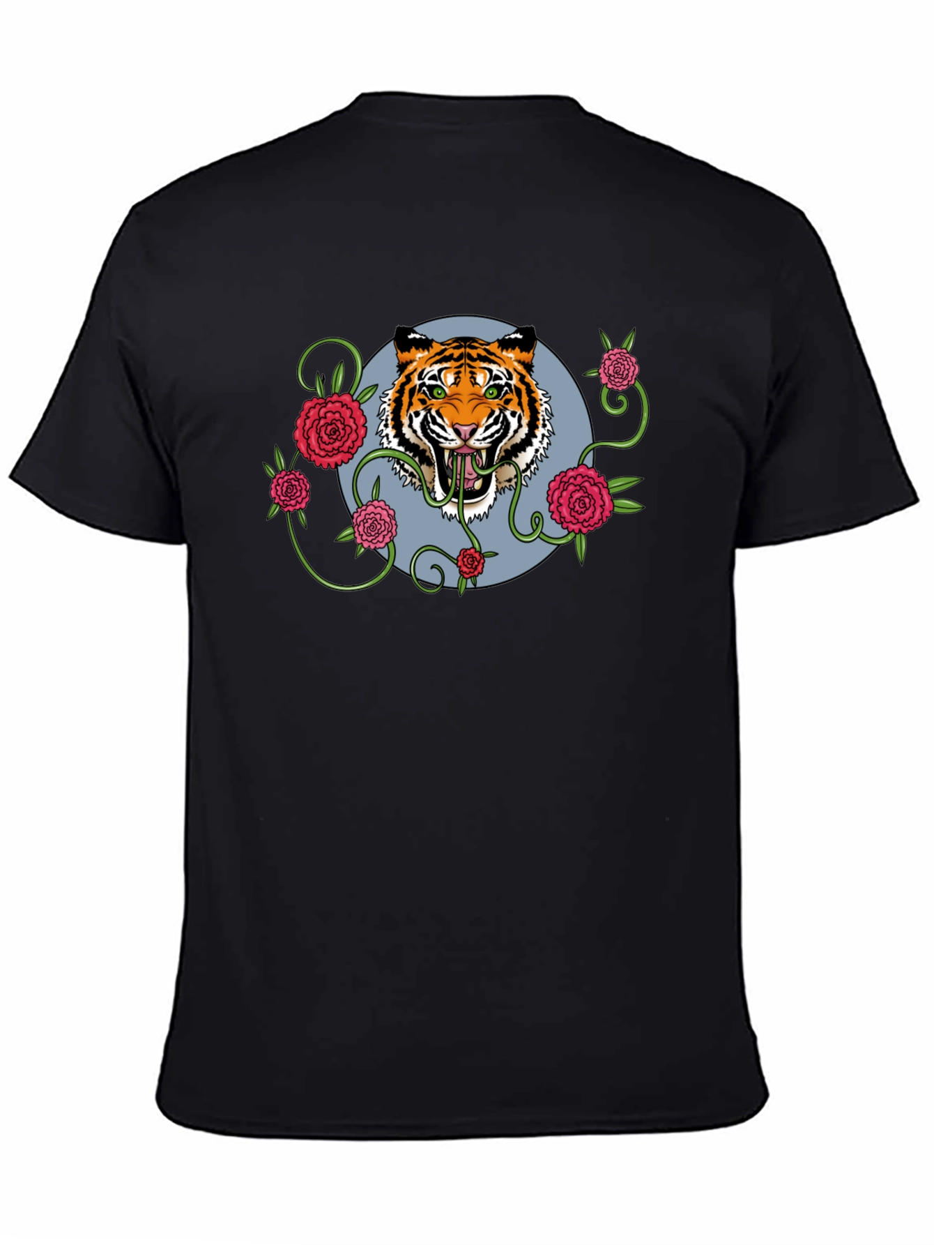Black Tiger Rose T-Shirt - Men's Black Graphic Tee view 4