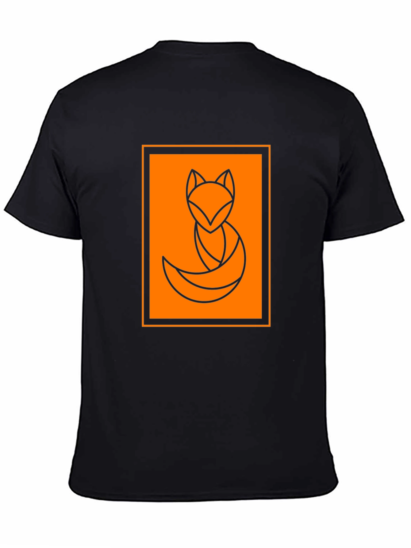 Black Geometric Fox Graphic Tee - Stylish Black T-Shirt view 4