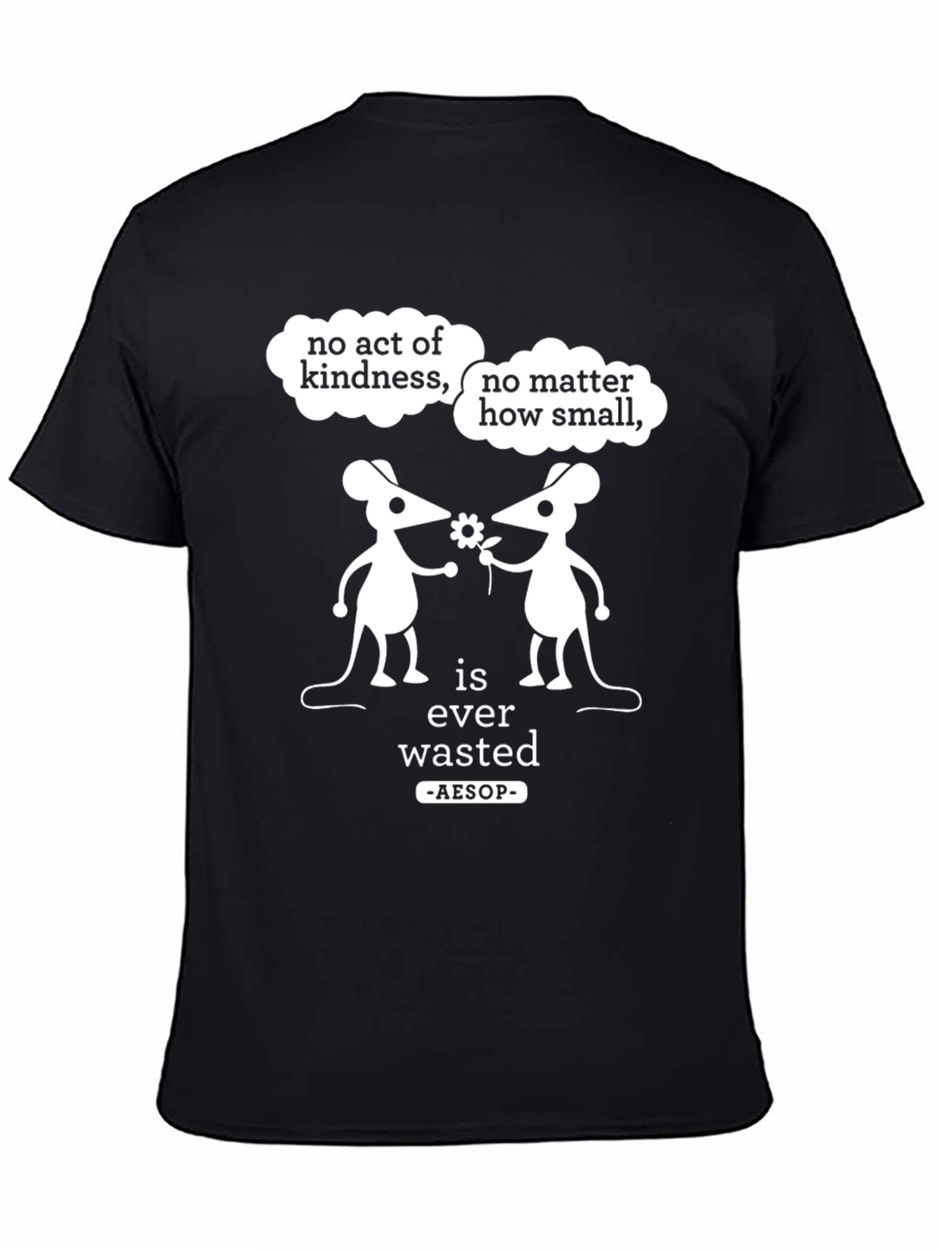Black Kindness T-Shirt: Aesop Quote, Mouse Graphic, Unisex view 4