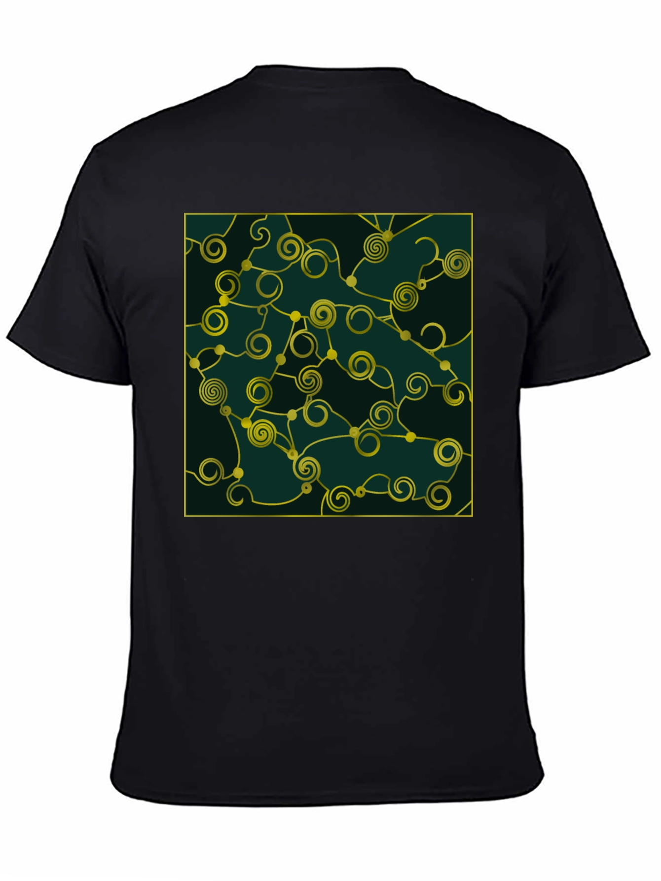Black Abstract Swirl Graphic Black T-Shirt view 4