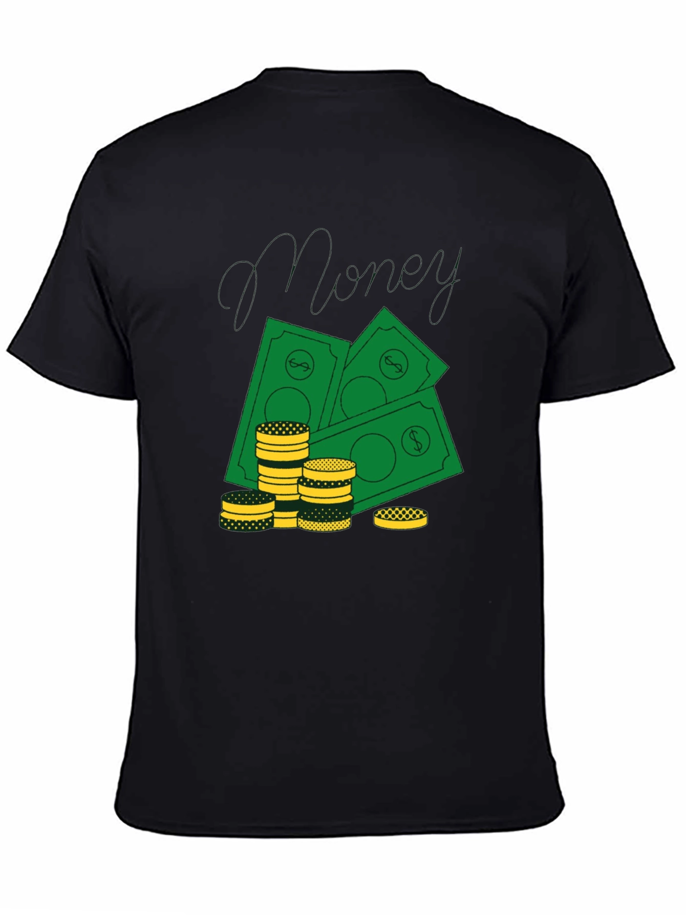Black Money Graphic Print Black T-Shirt view 4