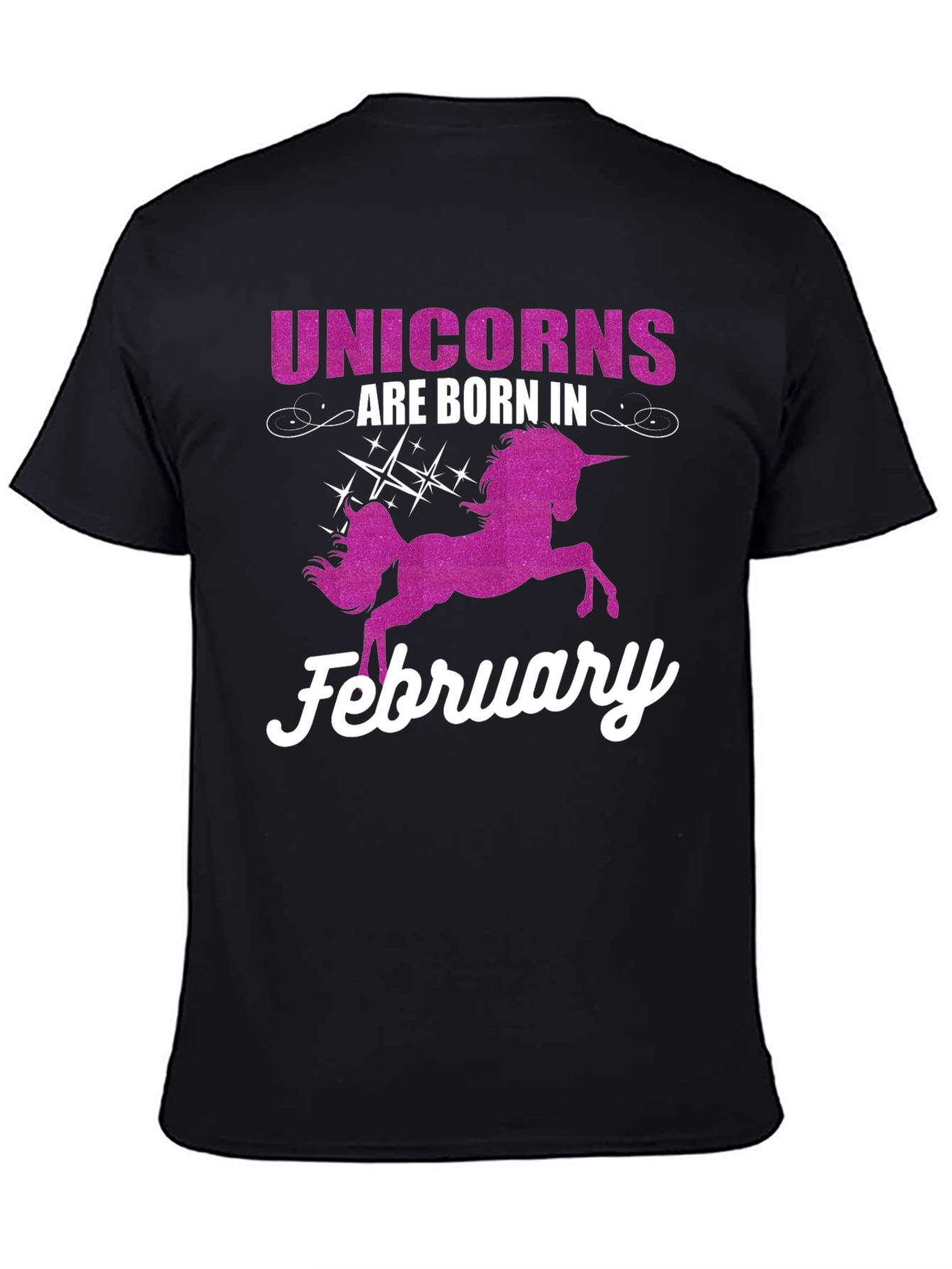 Black Unicorns Born in February T-Shirt view 4
